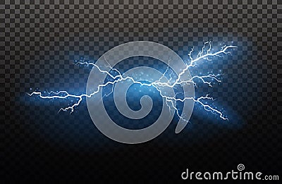 A set of lightning Magic and bright light effects. Vector illustration. Discharge electric current. Charge current Vector Illustration