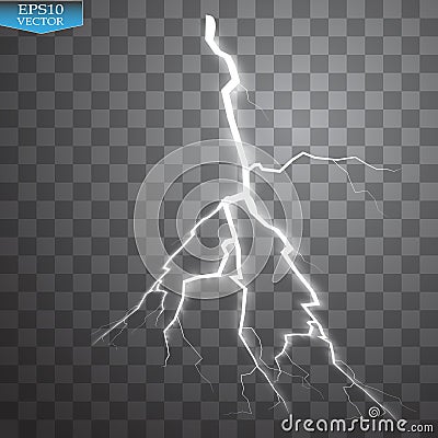 Set of lightnings. Thunder-storm and lightnings. Magic and bright lighting effects. Vector Illustration