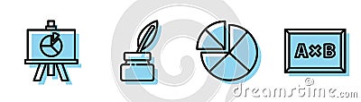 Set line Abacus, XYZ Coordinate system, Chalkboard and Calculation icon. Vector Vector Illustration