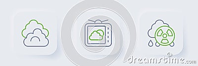 Set line Acid rain radioactive cloud, Weather forecast and Cloud icon. Vector Vector Illustration