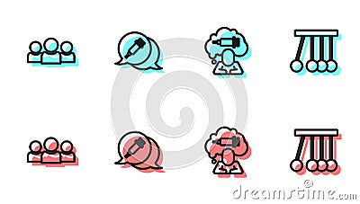 Set line Addiction to the drug, Users group, and Pendulum icon. Vector Vector Illustration