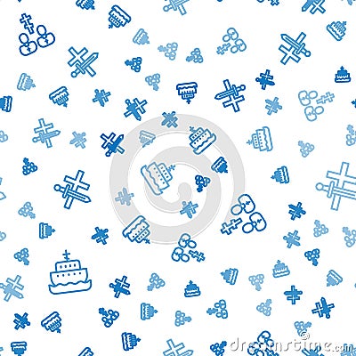 Set line Ark of noah, Priest and Crusade on seamless pattern. Vector Vector Illustration