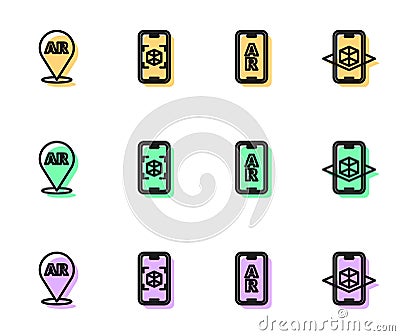 Set line Augmented reality AR, 3d modeling and icon. Vector Vector Illustration