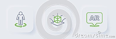 Set line Augmented reality AR, 3d modeling and icon. Vector Vector Illustration