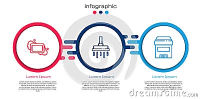 Set line Bar of soap, Shower head and Antiperspirant deodorant roll. Business infographic template. Vector Vector Illustration