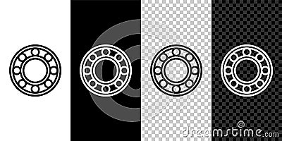 Set line Bicycle ball bearing icon isolated on black and white background. Vector Vector Illustration