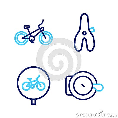 Set line Bicycle bell, seat and icon. Vector Vector Illustration