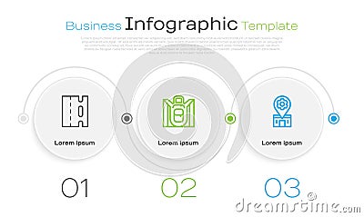 Set line Bicycle lane, Hiking backpack and repair service. Business infographic template. Vector Vector Illustration