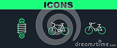 Set line Bicycle, suspension and icon. Vector Stock Photo