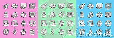 Set line Binary code, NFT Digital crypto art, Cyber security, growth bar chart and Ethereum exchange icon. Vector Editorial Stock Photo
