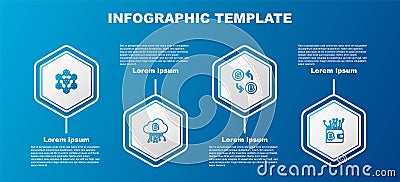 Set line Blockchain technology, Cryptocurrency cloud mining, exchange and wallet. Business infographic template. Vector Stock Photo