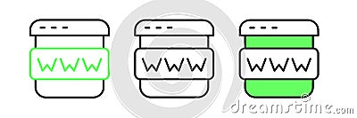 Set line Browser window icon isolated on white background. Vector Vector Illustration