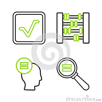 Set line Calculation, Abacus and Square root icon. Vector Vector Illustration
