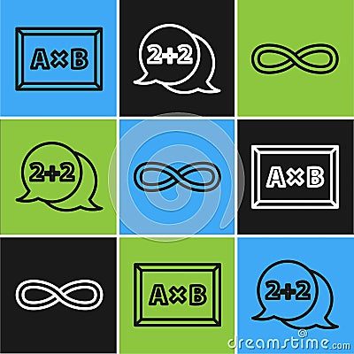 Set line Calculation, Function mathematical symbol and Geometric figure Cone icon. Vector Vector Illustration