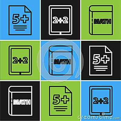 Set line Calculator, Triangle math and Calculation icon. Vector Vector Illustration