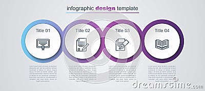 Set line Certificate template, Exam sheet and pencil, and Open book. Business infographic template. Vector Vector Illustration