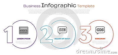 Set line Chalkboard, Human brain and Tablet with calculator. Business infographic template. Vector Vector Illustration