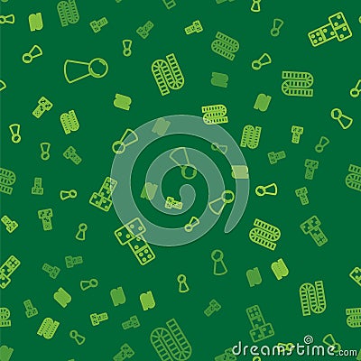Set line Chip for board game, Domino and Board on seamless pattern. Vector Vector Illustration