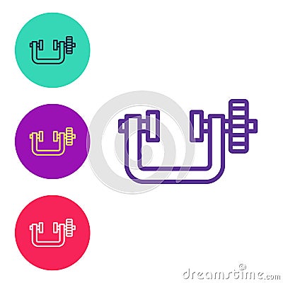 Set line Clamp and screw tool icon isolated on white background. Locksmith tool. Set icons colorful. Vector Vector Illustration
