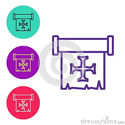 Set line Crusade icon isolated on white background. Set icons colorful. Vector Vector Illustration