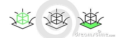 Set line 3d modeling icon isolated on white background. Augmented reality or virtual reality. Vector Stock Photo