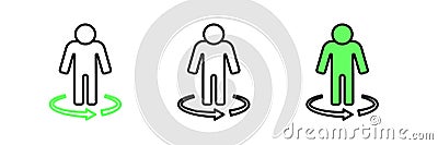 Set line 3d modeling icon isolated on white background. Augmented reality or virtual reality. Vector Stock Photo