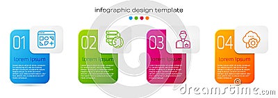 Set line Different files, Network cloud connection, Analyst engineer and Cloud technology data transfer. Business Vector Illustration