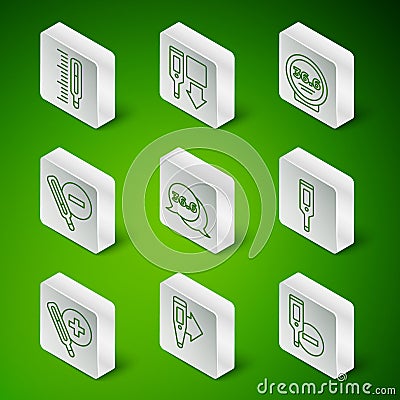Set line Digital thermometer, Medical, and icon. Vector Stock Photo