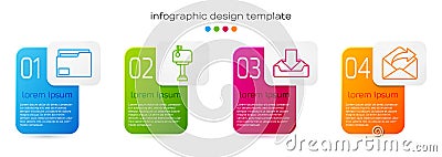 Set line Document folder, Mail box, Download inbox and Outgoing mail. Business infographic template. Vector Vector Illustration