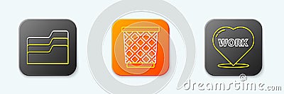 Set line Document folder, Trash can and Heart with text work icon. Vector Vector Illustration