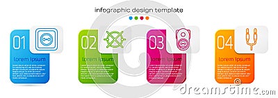 Set line Electrical outlet, Electric circuit scheme, Electrical outlet and Audio jack. Business infographic template Vector Illustration