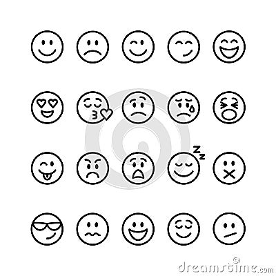 Set of line emoticons Vector Illustration