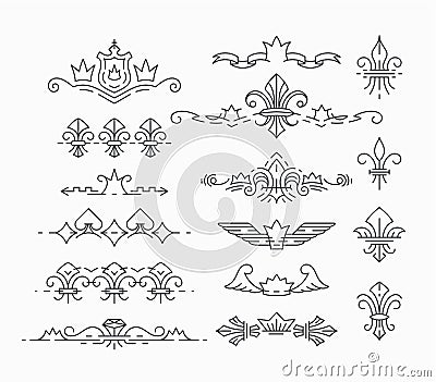 Set of line, empty royal symbols Vector Illustration