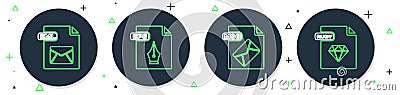 Set line EPS file document, MSG, EML and RUBY icon. Vector Vector Illustration