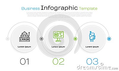 Set line Error in robot, Software and Robot. Business infographic template. Vector Stock Photo