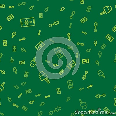 Set line Eye scan, Lock picks for lock picking and Old key on seamless pattern. Vector Vector Illustration