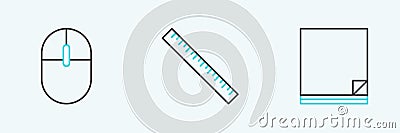 Set line File document, Computer mouse and Ruler icon. Vector Vector Illustration