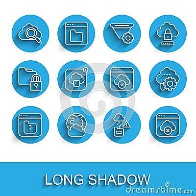 Set line File missing, Social network, Search cloud computing, Cloud technology data transfer, Failed access storage Stock Photo