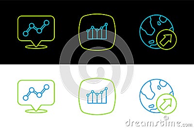 Set line Financial growth, Graph chart infographic and icon. Vector Vector Illustration