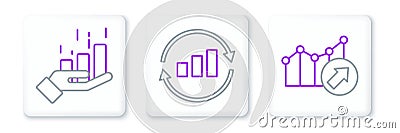 Set line Financial growth, and Graph chart infographic icon. Vector Vector Illustration