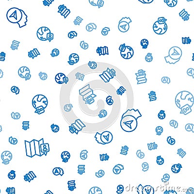 Set line Folded map with location marker, Map human and Location the globe on seamless pattern. Vector Vector Illustration