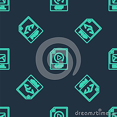 Set line GIF file document, PHP and EML on seamless pattern. Vector Stock Photo