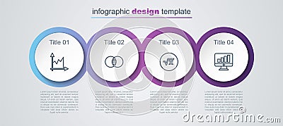 Set line Graph, schedule, chart, diagram, Mathematics sets A and B, Square root of x glyph and Computer monitor with Stock Photo