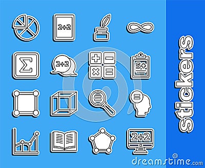 Set line Graph, schedule, chart, diagram, Test or exam sheet, Mathematics function sine, Chalkboard, Geometric figure Stock Photo