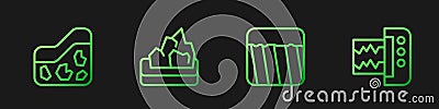 Set line Ground, Ore mining and Seismograph. Gradient color icons. Vector Vector Illustration