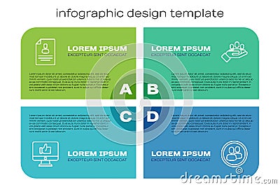 Set line Hand like, Resume, Project team base and for search people. Business infographic template. Vector Vector Illustration
