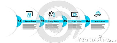 Set line Hand settings gear, Browser, Cost reduction and Secure your site with HTTPS, SSL icon. Vector Stock Photo