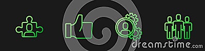 Set line Head hunting, Project team base, Hand like and Users group. Gradient color icons. Vector Vector Illustration