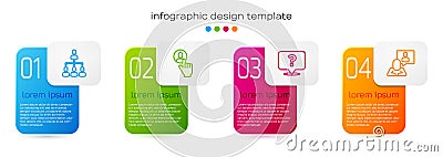Set line Hierarchy organogram chart, Head hunting, Question mark and . Business infographic template. Vector Vector Illustration