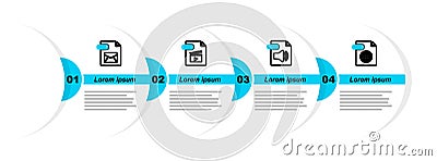 Set line HTML file document, WMA, MOV and EML icon. Vector Stock Photo